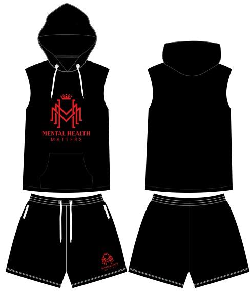 Sleeveless hoodie short set:  unisex