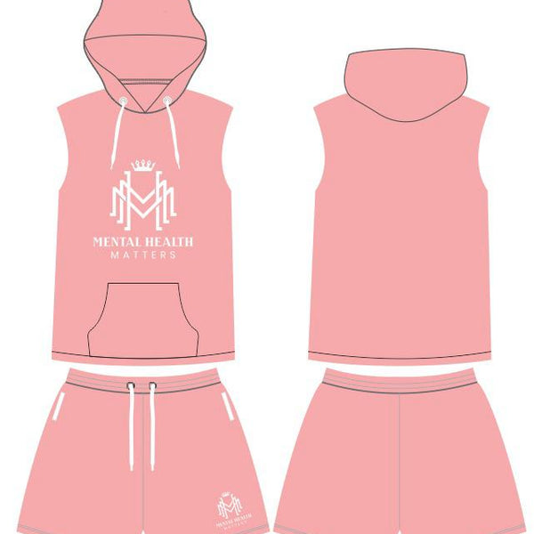 Sleeveless hoodie short set:  unisex