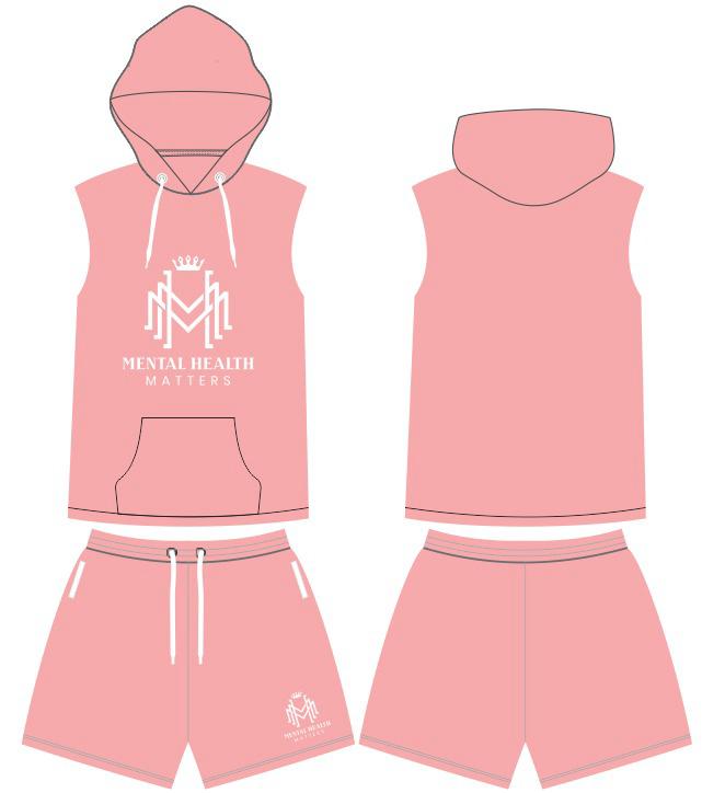 Sleeveless hoodie short set:  unisex